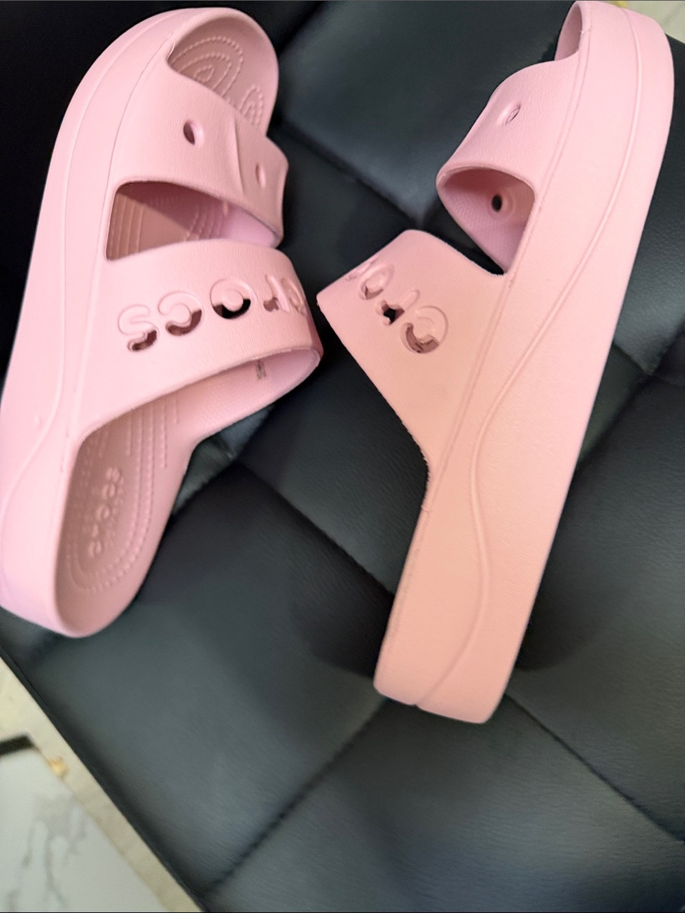 CROCS Light Pink Two-Strap Slide Sandals - Picture 7 of 7